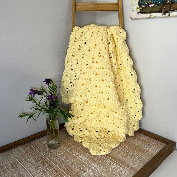 Crochet Baby Blanket, Yellow Blanket, Handmade, Lovey, New Baby Gift, Photo Shoot Blanket, Baby Shower Gift, Unisex Baby Gift, Lap Blanket