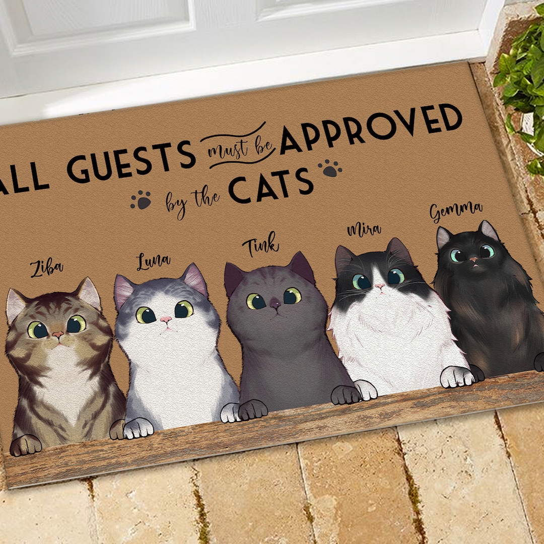 Personalized Cat Doormat, Funny Cats Mat, Welcome Doormat, Housewarming Gift, Custom Cat Doormat ...
