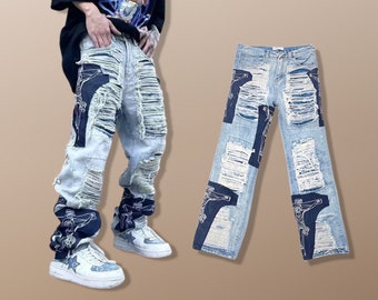 Ripped Jeans Men - Etsy