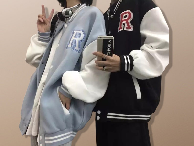 Embroidery Harajuku Baseball Streetwear Lightweight Varsity Etsy