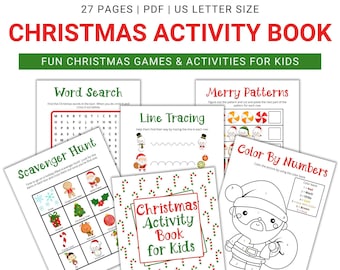 Libro de actividades navideñas imprimible, Actividades navideñas imprimibles para niños, Juegos navideños imprimibles, Hojas de actividades navideñas