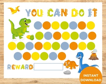 Printable Dinosaur Reward Chart, Dinosaur Potty Chart, Dinosaur Sticker Chart, Dinosaur Behavior Chart, Dinosaur Chore Chart