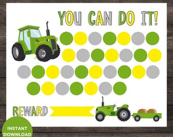 Tractor Reward Chart, Tractor Potty Chart, Boy Reward Chart, Printable Sticker Chart