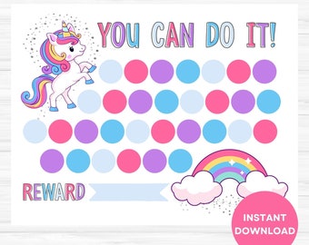 Unicorn Reward Chart, Unicorn Potty Chart Printable, Unicorn Sticker Chart, Girl Potty Charts