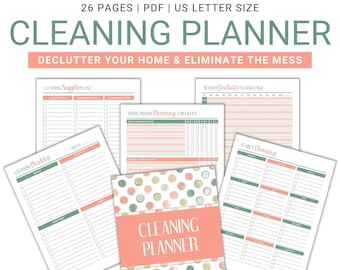 Afdrukbare schoonmaakplanner, schoonmaakschema, wekelijkse schoonmaakchecklist, maandelijkse schoonmaakchecklist