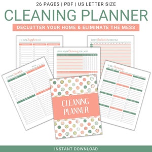 Printable Cleaning Planner, Cleaning Schedule, Weekly Cleaning Checklist, Monthly Cleaning Checklist