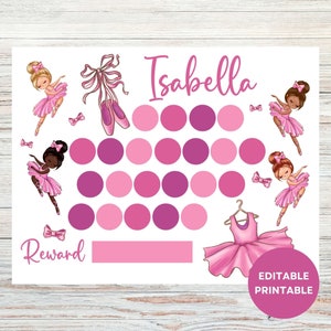 Editable Reward Chart, Dance Reward Chart, Ballet Reward Chart, Ballerina Reward Chart, Girl Sticker Chart, Printable Reward Chart