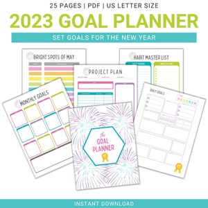 Printable Goal Planner 2023, Goal Setting Printable, Goal Tracker Planner, Goal Planner 2023, Goal Setting Planner, Habit Tracker Printable