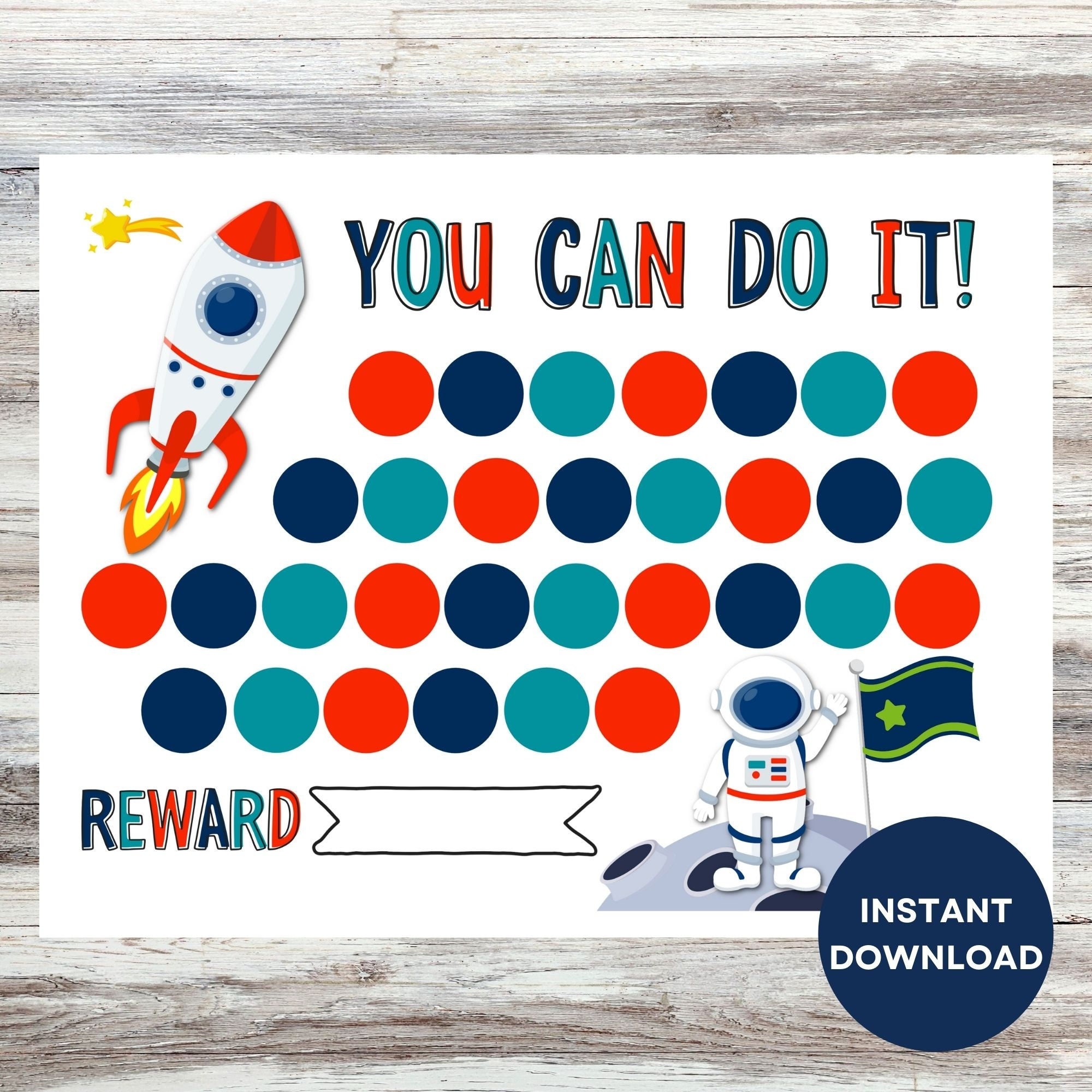 Printable Space Reward Chart, Astronaut Reward Chart, Boy Sticker Chart Download, Potty Training ...