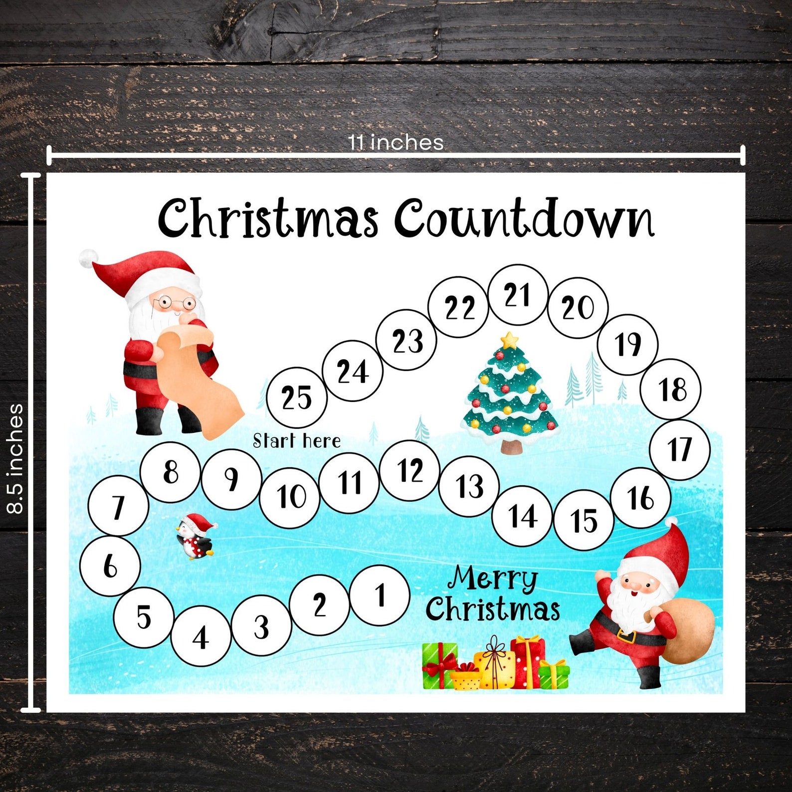 Printable Christmas Countdown, Countdown to Christmas, Printable ...