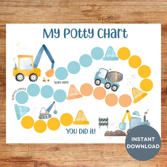 Printable Potty Chart, Construction Potty Chart, Construction Potty Training Chart, Potty Chart for Boys, Potty Training Reward Chart