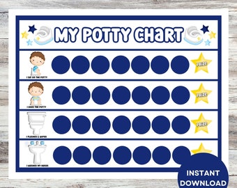 Printable Potty Training Chart, Potty Training Chart Boys, Potty Training Sticker Chart, Potty Training Reward Chart, Toddler Chart