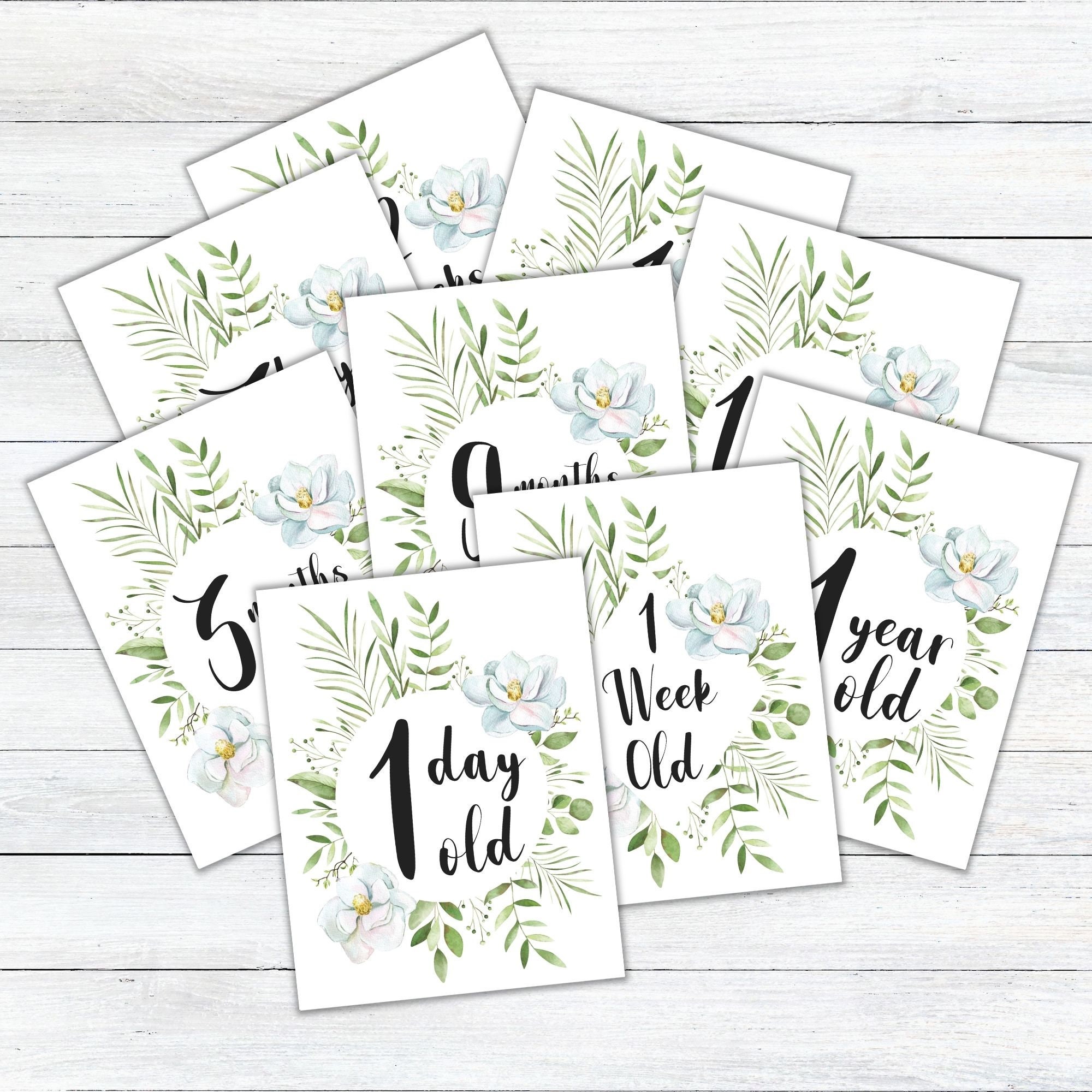Baby Milestone Cards Printable, Milestone Cards Digital, First Year Milestone, Floral Milestone ...
