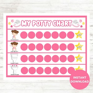 Printable Potty Training Chart, Girl Potty Chart, Potty Training Sticker Chart, Potty Training Reward Chart, Toddler Reward Chart