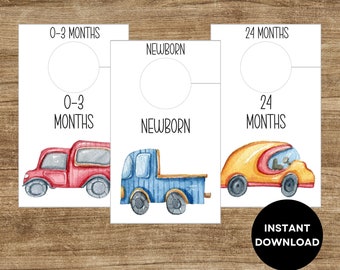 Divisores de armario para automóviles, Organizador de armarios para guardería, Divisores de armarios para bebés imprimibles para niños