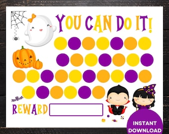 Printable Halloween Reward Chart, Halloween Sticker Chart, Halloween Potty Chart, Kids Reward Chart