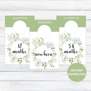 Baby Closet Dividers Printable, Floral Closet Dividers, Nursery Closet Organizers, Gender Neutral Nursery Decor