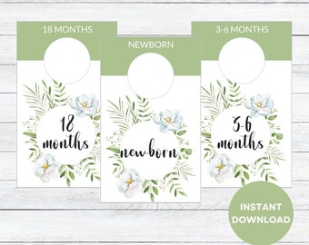 Baby Closet Dividers Printable, Floral Closet Dividers, Nursery Closet Organizers, Gender Neutral Nursery Decor