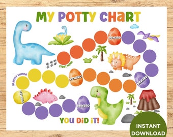 Printable Dinosaur Potty Chart, Potty Chart for Boys, Potty Training Chart Printable, Potty Training Sticker Chart, Dinosaur Potty Chart