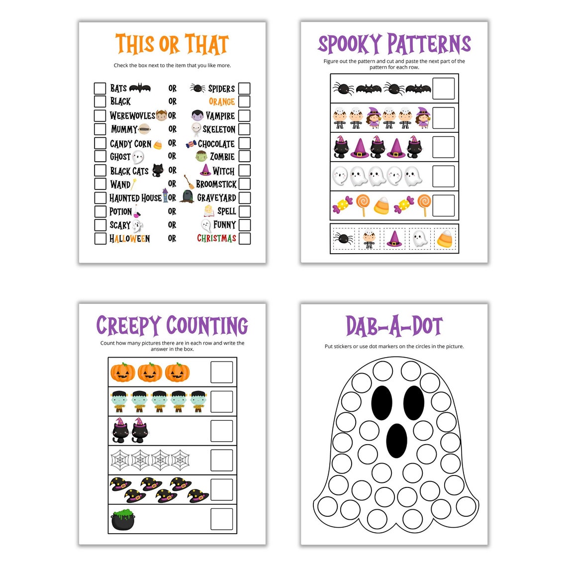 Printable Halloween Activity Book, Printable Halloween Games, Printable ...