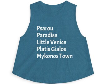 Mykonos Spots Crop Tank Top // Greece Crop Tank Top // Travel Crop Tank