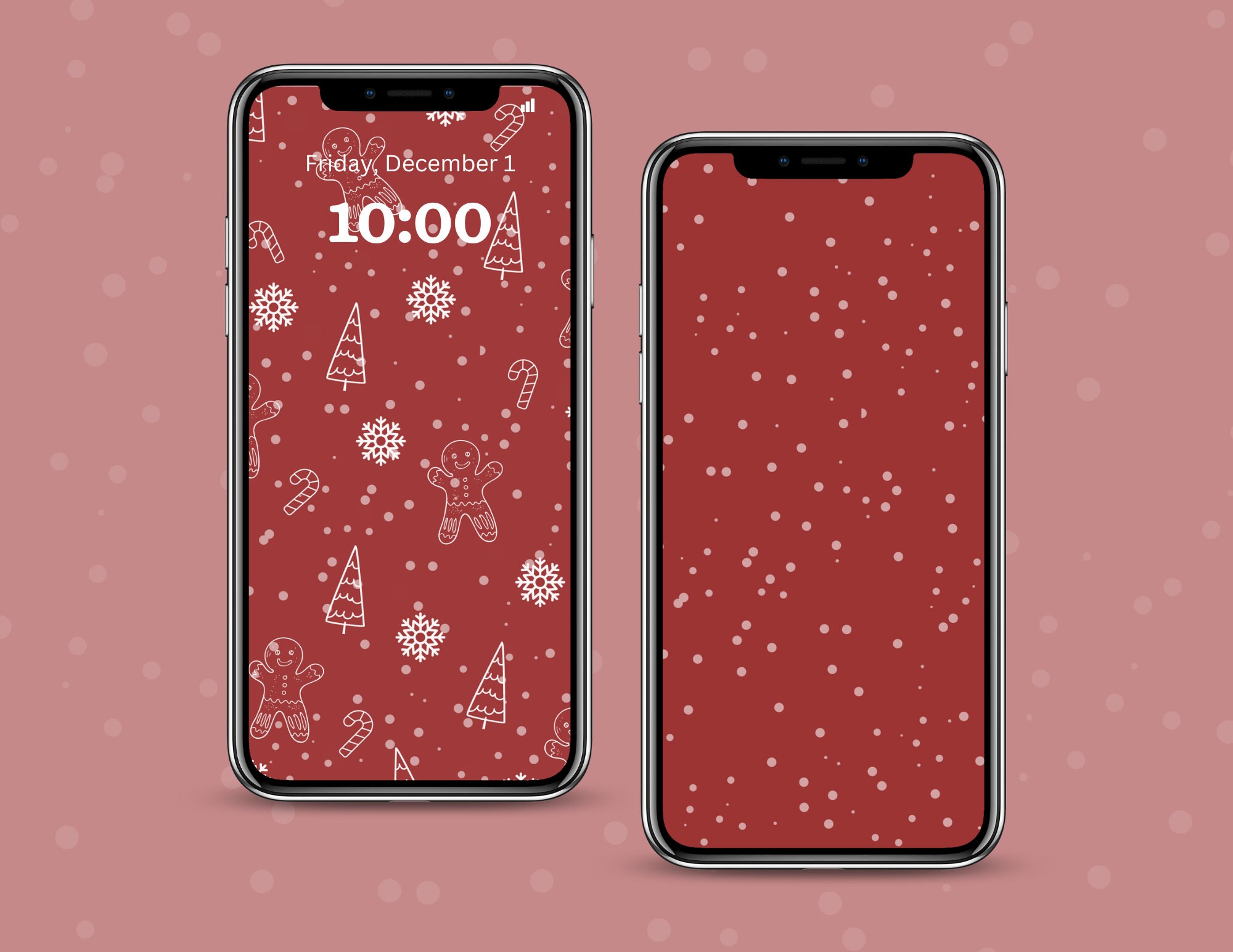 Red Gingerbread Holiday Iphone Wallpaper Simple Modern - Etsy