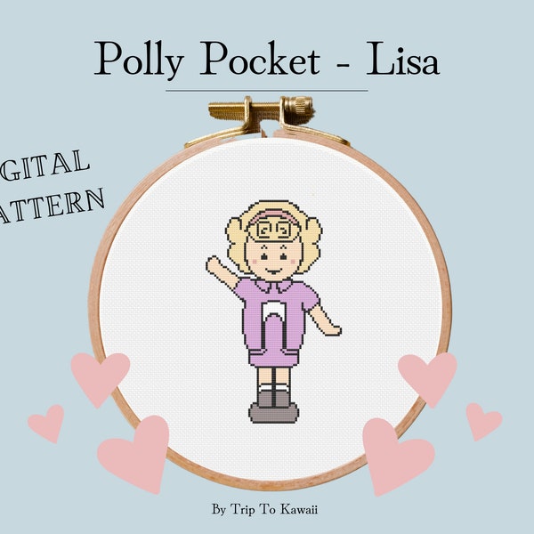 Polly Pocket cute cross stitch pattern, Instant download, PDF only