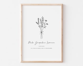 Baby Girl Nursery Decor Nursery Name Sign Nursery Print Girls Room Print Nursery Wall Art Boho Nursery Prints Sweet Girl Print Girls Nursery