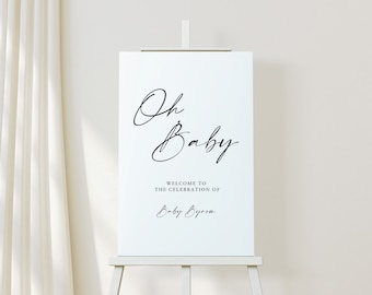 Baby Shower Welcome Sign Baby Shower Sign Baby Shower Decorations White Baby Shower Sign Oh Baby Sign Baby Welcome Sign Welcome Baby Shower