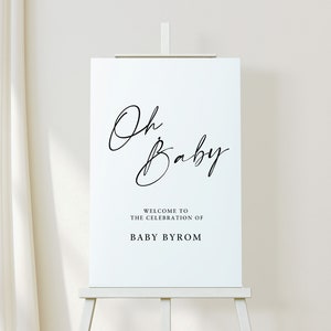 Cartello di benvenuto per baby shower, cartello per baby shower, decorazioni per baby shower, cartello bianco per baby shower, cartello Oh Baby, cartello di benvenuto per baby shower, benvenuto baby shower