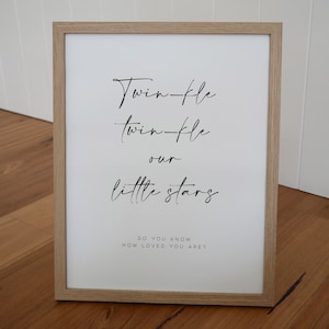 Twins Nursery Decor Twin Print Twinkle Twinkle Little Star Twins Wall Art Twins Nursery Print Gift for Twins Quote Twin Girls Twin Gift