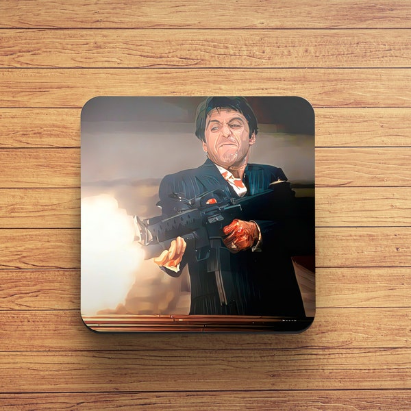 Scarface Coaster - Scarface -  Tony Montana Coaster - Fun Wood Coasters - Digital Oil Paint Coaster