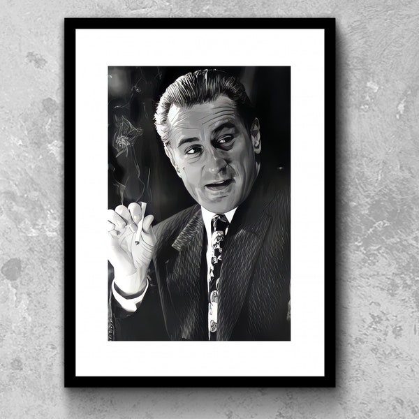 Goodfellas Poster - Robert De Niro Smoking Poster Óleo Print - Goodfellas - Películas - TV - Carteles