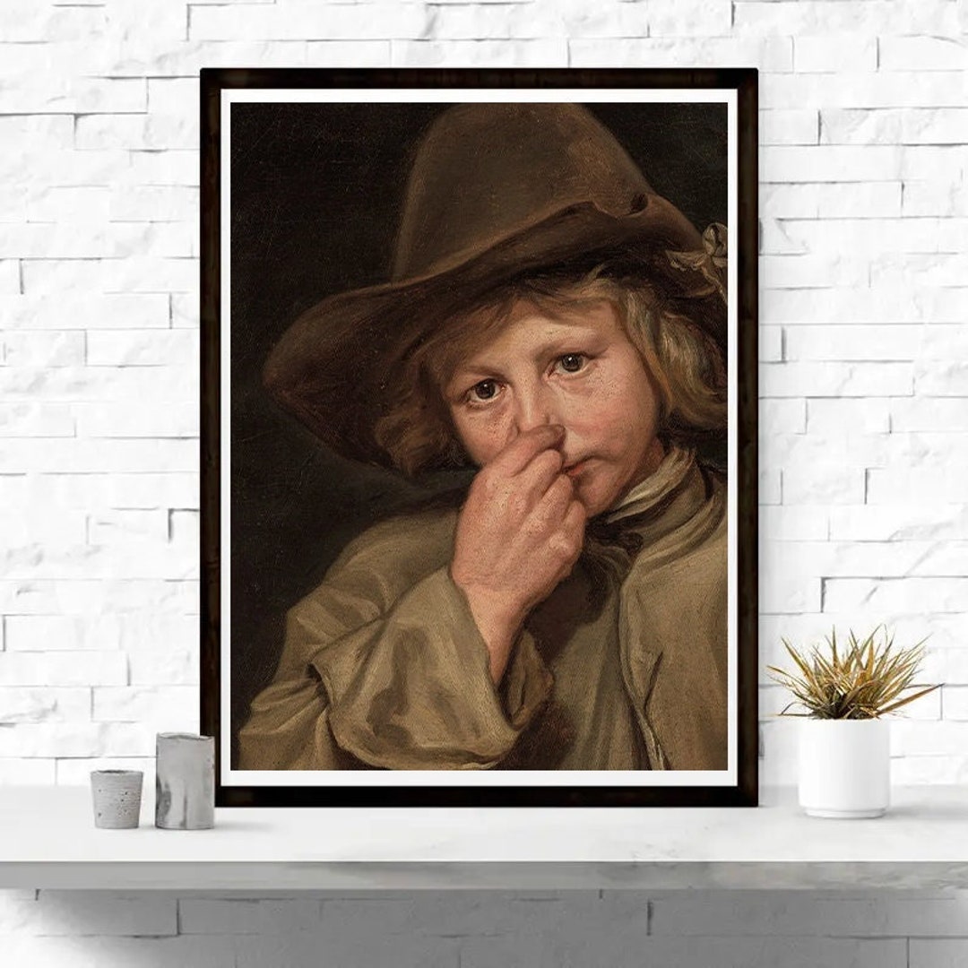 Funny Bathroom Boy Holding Nose Poster Print Funny Bathroom Humor Print