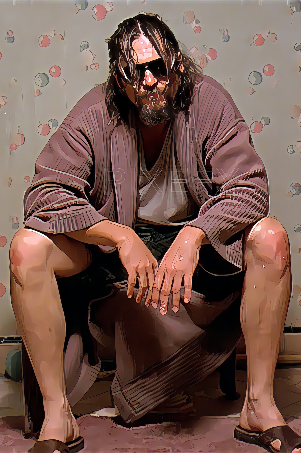 The Big Lebowski Poster Bathroom Scene Poster Digital Oil Etsy