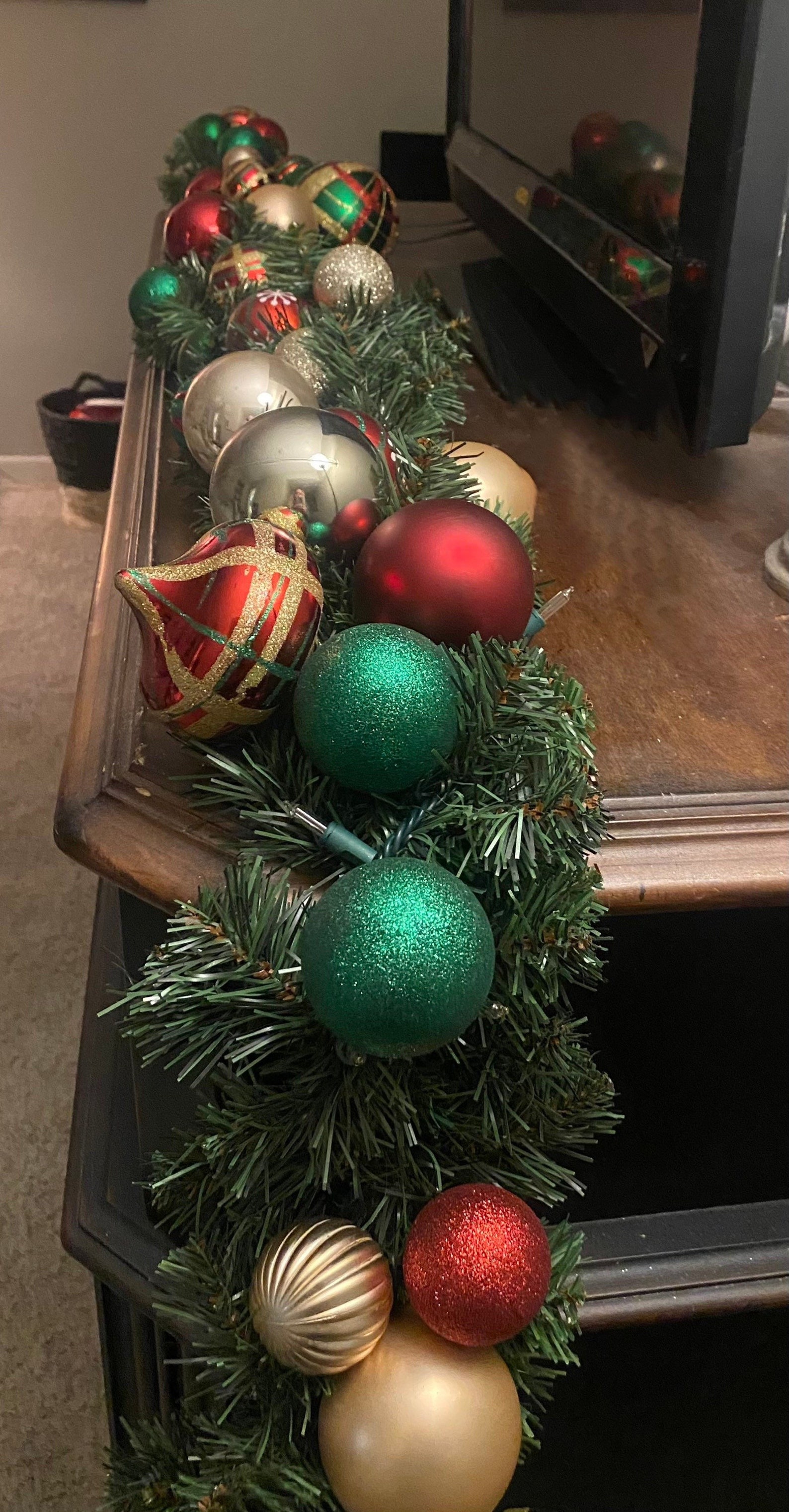 Prelit Holiday Garland Christmas Garland Red Green and Gold Etsy