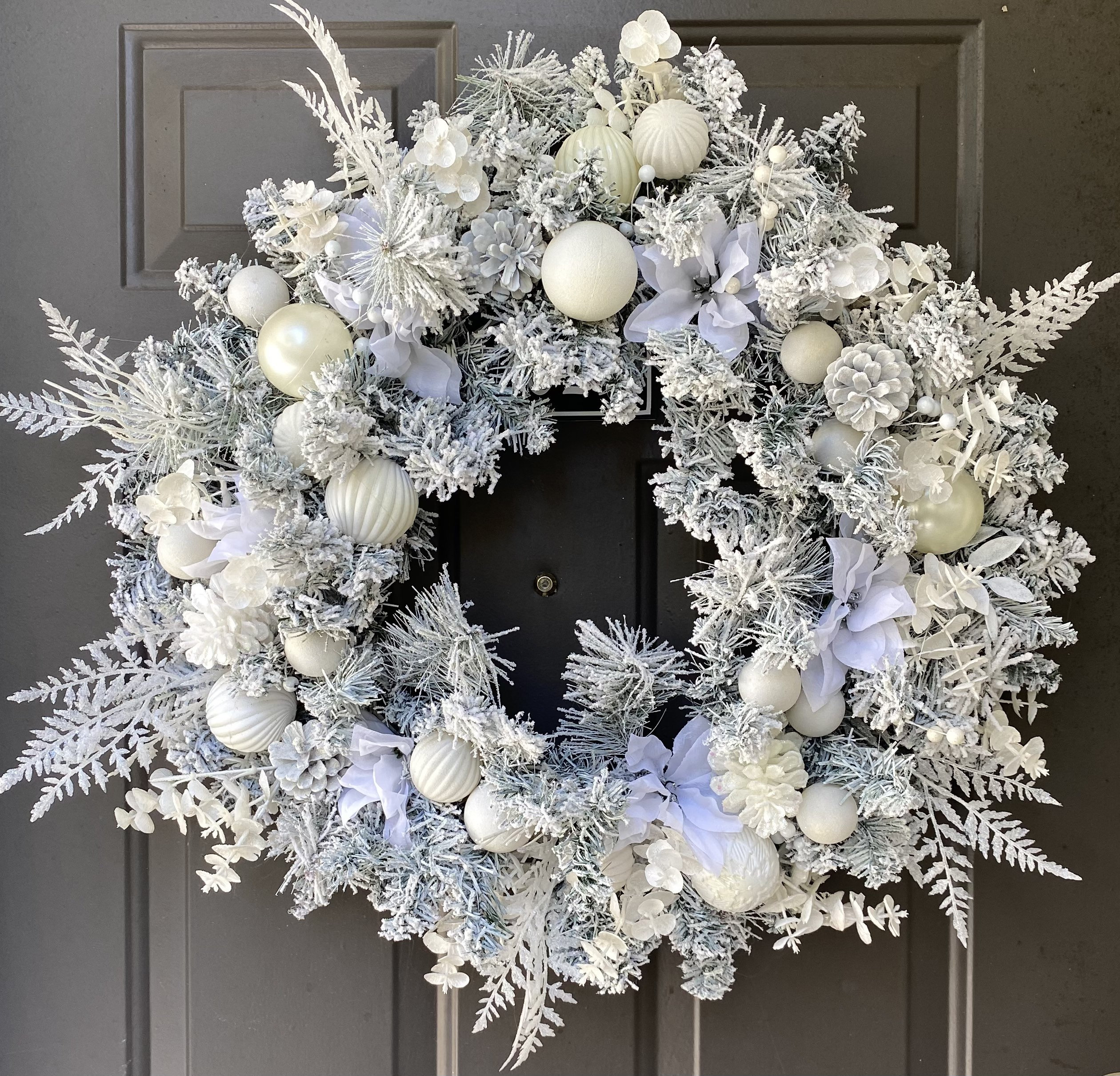 Holiday Glam Flocked Winter White Wreath Etsy