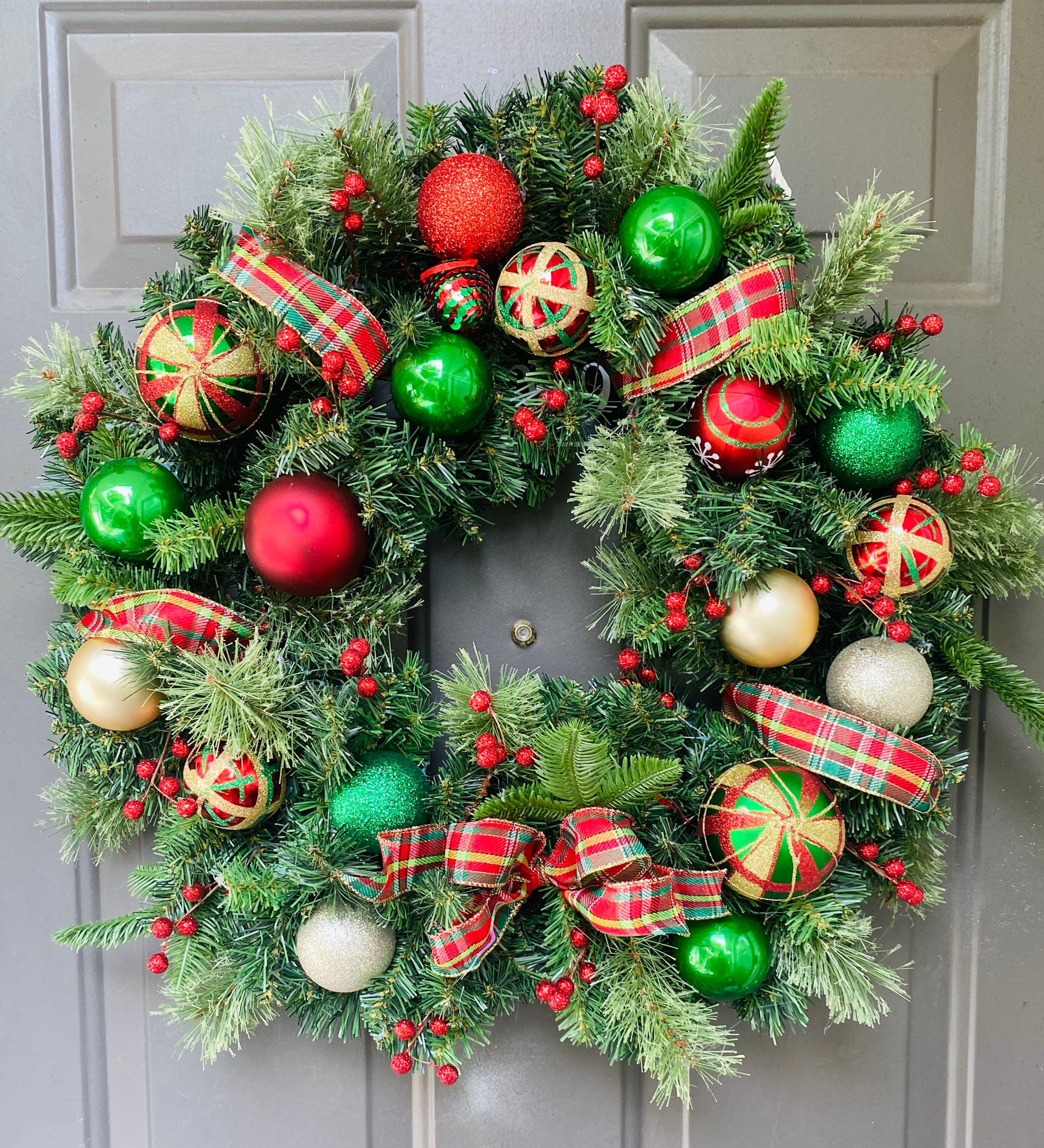 Red, Green and Gold Wreath Traditional Wreath Holiday Wreath Christmas ...