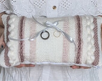 Ring door cushion, boho chic wedding, hand woven