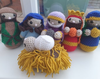 Hand-made Cute Crochet Nativity Set