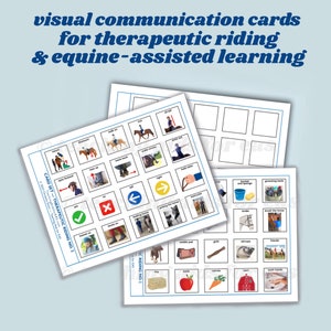 3" visuele communicatiekaarten voor therapeutisch paardrijden, SET 1 & 2 | afdrukbare visuele ondersteuning | leermiddelen voor leren met paarden