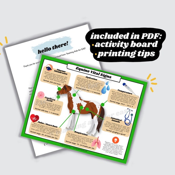 equine vital signs sheet (fahrenheit)  |  printable horsemanship activities  |  teaching tools for adaptive riding