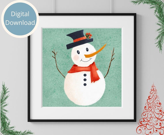 Snowman Christmas Printable Wall Art Instant Download Snowman - Etsy
