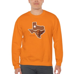 Texas Longhorn Crewneck Sweatshirt, Fall Football Season Apparel, Unisex Sweater, College Team Fan Gift, Sports Gear