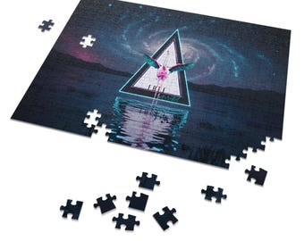 Midnight Milkyway Flamingo Jigsaw Puzzle with Tin            Starry Night, space art gift