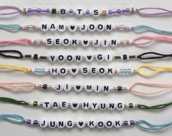 BTS | Pulseira BTS | Pulseira kpop | Pulseira de contas kpop | Pulseira kpop | Pulseira | Pulseira de contas | Pulseiras | Pulseiras ajustáveis | ARMY