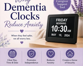 Dementia Clock Guide for Seniors | Reduce Anxiety, Improve Orientation (Digital Download)