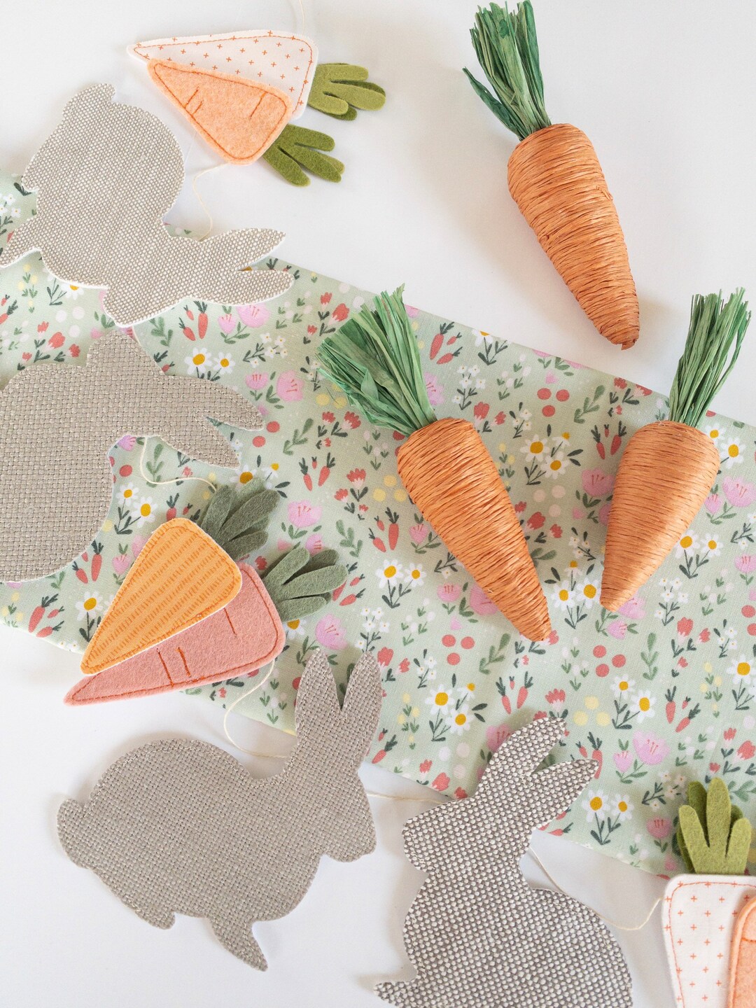 Bunny Garland With Felt Carrots Felt Bunny Garland Easter Garland ...