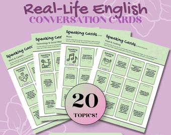 200+ English Conversation Prompt Cards for Adult Learners, Printable Digital Download