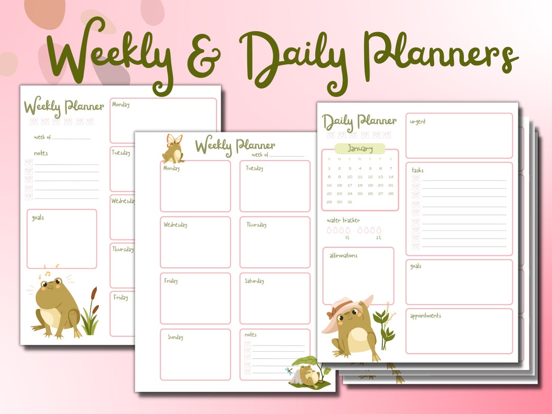 Printable Digital Cute Frogs Planner2023 Planner Daily - Etsy